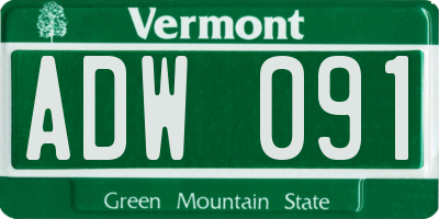VT license plate ADW091