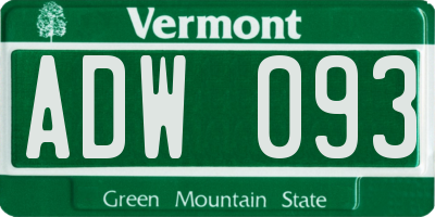 VT license plate ADW093