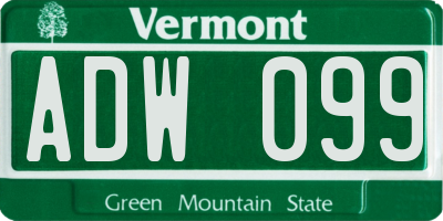 VT license plate ADW099