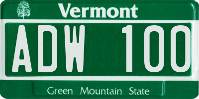 VT license plate ADW100