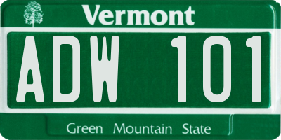 VT license plate ADW101