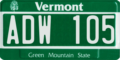 VT license plate ADW105