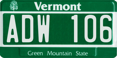 VT license plate ADW106