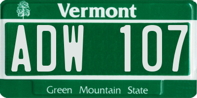 VT license plate ADW107