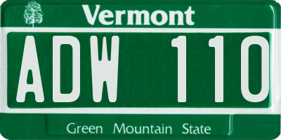 VT license plate ADW110