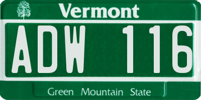 VT license plate ADW116