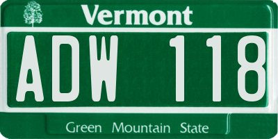 VT license plate ADW118