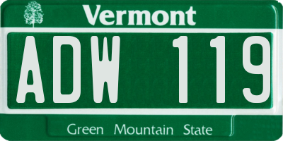 VT license plate ADW119