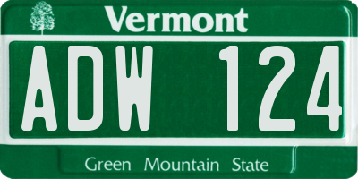 VT license plate ADW124