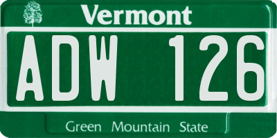 VT license plate ADW126