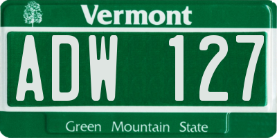 VT license plate ADW127
