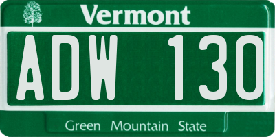 VT license plate ADW130