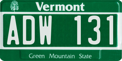 VT license plate ADW131
