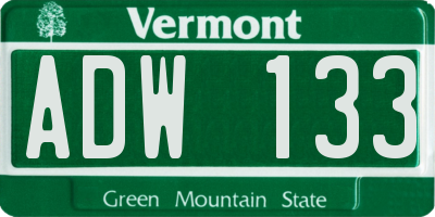 VT license plate ADW133