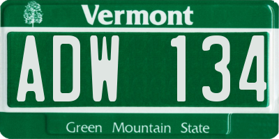 VT license plate ADW134