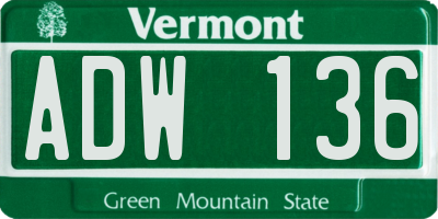 VT license plate ADW136