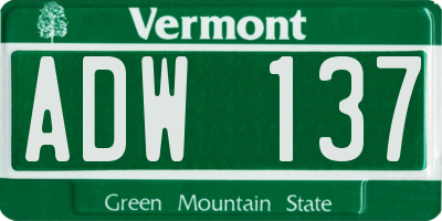VT license plate ADW137
