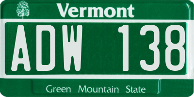 VT license plate ADW138