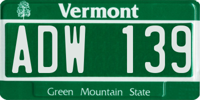 VT license plate ADW139