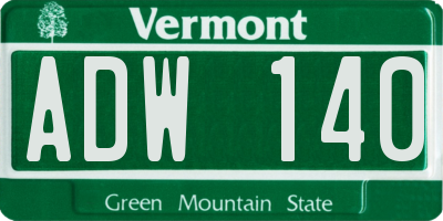 VT license plate ADW140