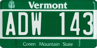 VT license plate ADW143