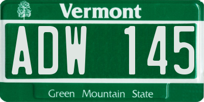 VT license plate ADW145
