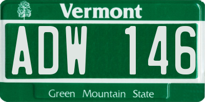 VT license plate ADW146