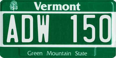 VT license plate ADW150