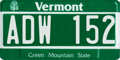 VT license plate ADW152