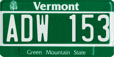 VT license plate ADW153