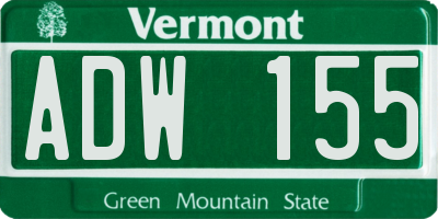 VT license plate ADW155
