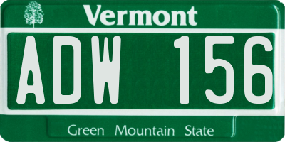 VT license plate ADW156