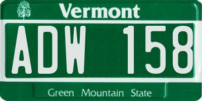 VT license plate ADW158
