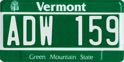 VT license plate ADW159