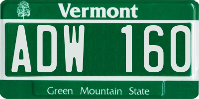 VT license plate ADW160