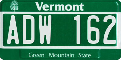 VT license plate ADW162