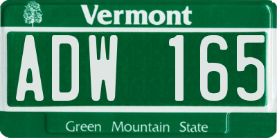 VT license plate ADW165