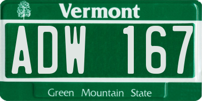 VT license plate ADW167
