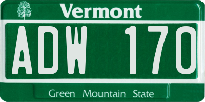 VT license plate ADW170