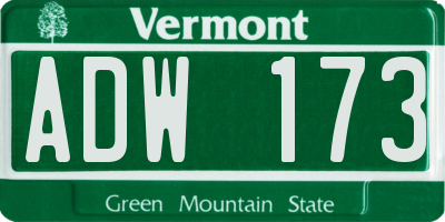 VT license plate ADW173