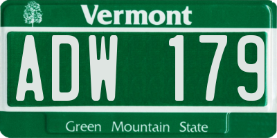 VT license plate ADW179