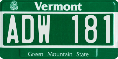 VT license plate ADW181