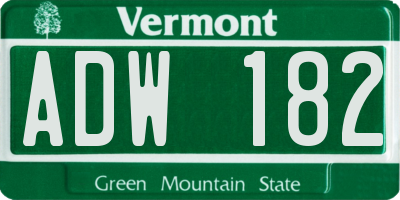 VT license plate ADW182