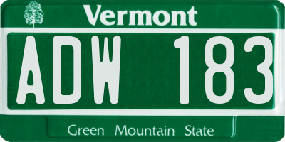 VT license plate ADW183