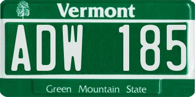 VT license plate ADW185