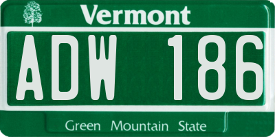 VT license plate ADW186