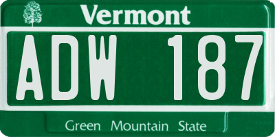 VT license plate ADW187