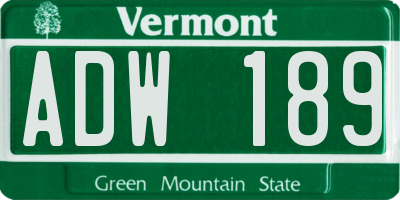 VT license plate ADW189