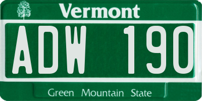 VT license plate ADW190