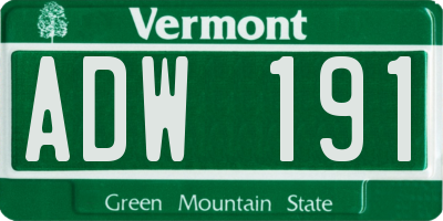 VT license plate ADW191